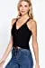 Women's Front Ruched Detail Cami Heavy Rib Knit Top