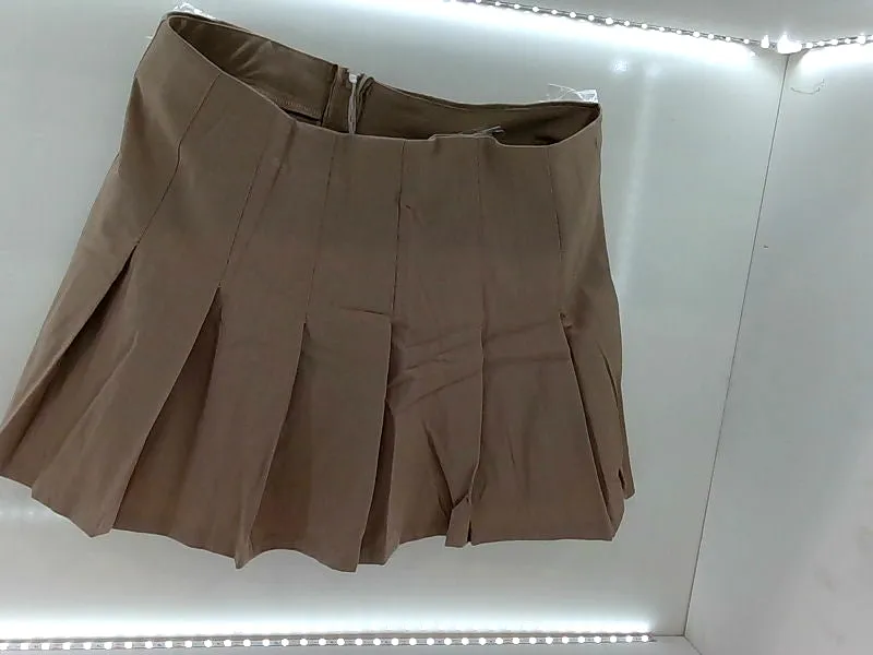 Women's Pleated High-Rise Tan Skirt - Size L