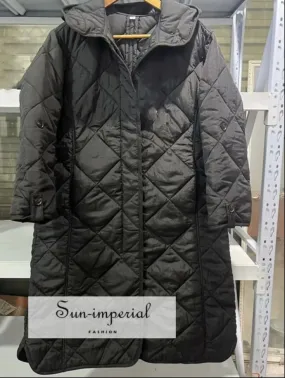 Women's Winter Quilted Plaid Hooded Cotton Coat
