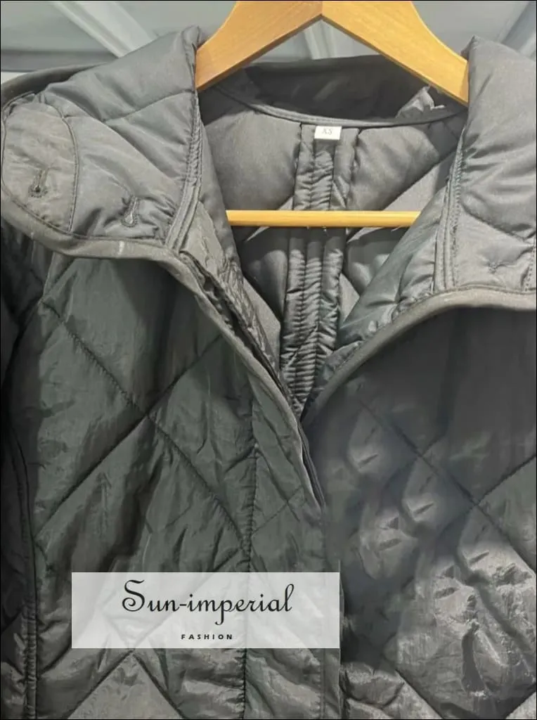 Women's Winter Quilted Plaid Hooded Cotton Coat
