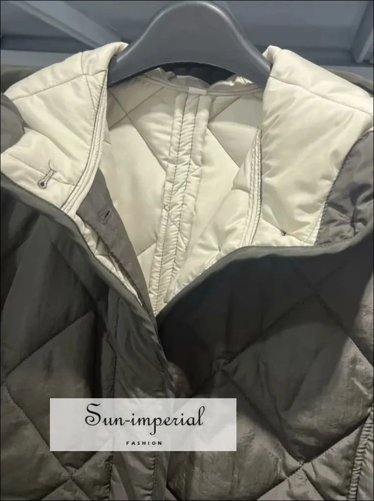 Women's Winter Quilted Plaid Hooded Cotton Coat