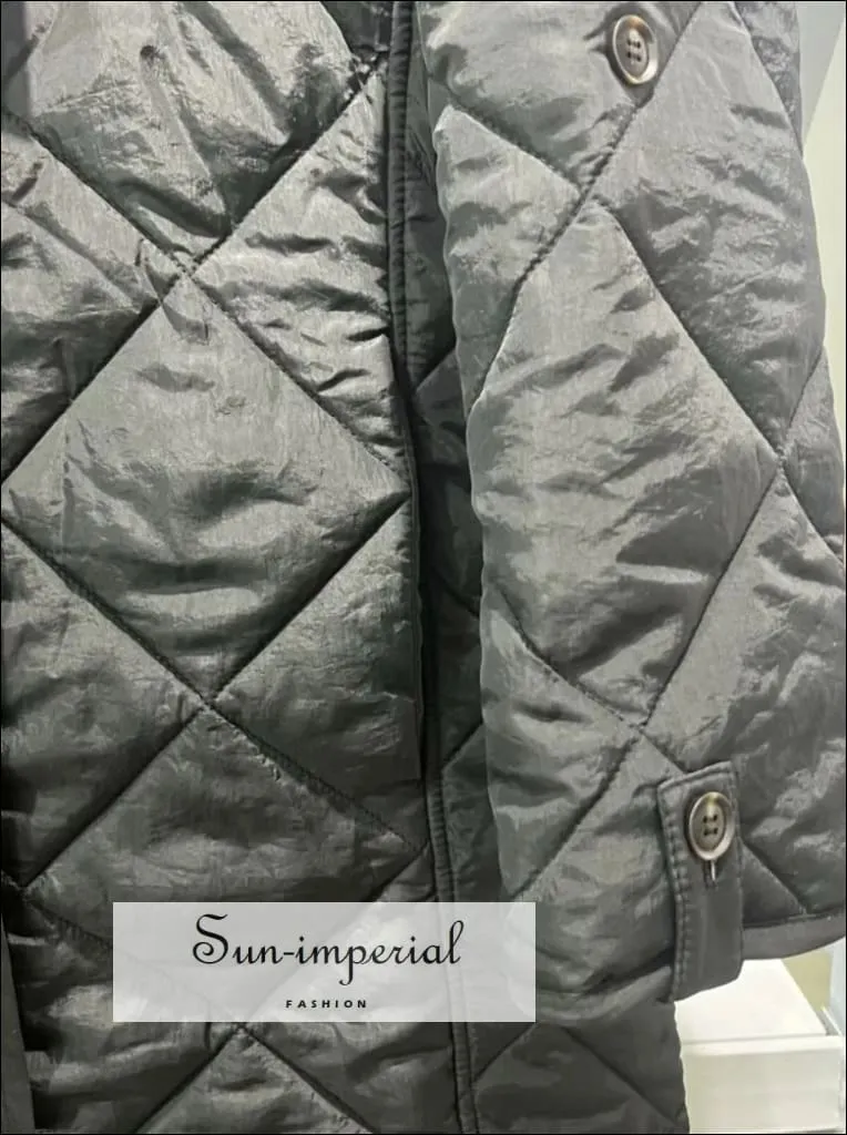 Women's Winter Quilted Plaid Hooded Cotton Coat