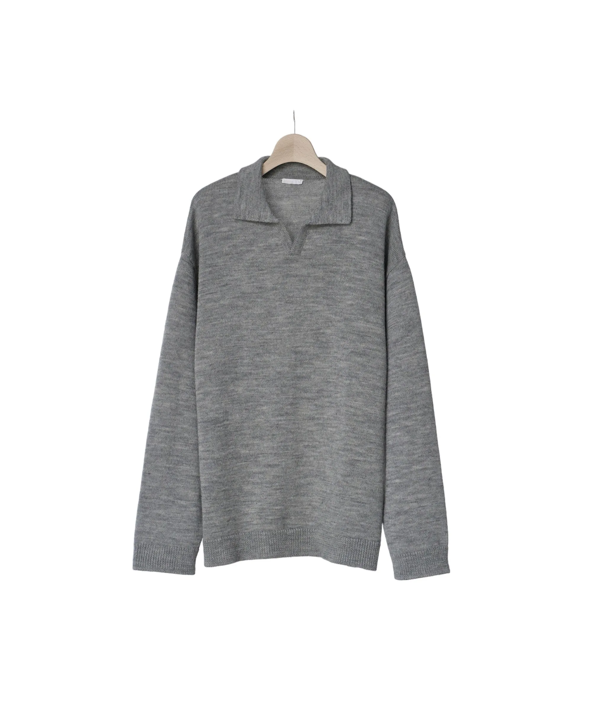 Wool Knit skipper Shirt "GRAY"