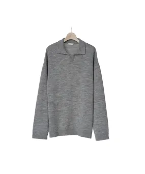 Wool Knit skipper Shirt "GRAY"