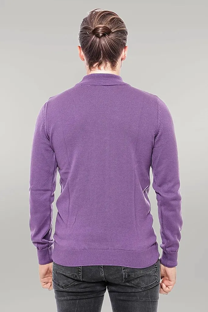 WSS Half Turtleneck Purple Knitwear Sweater  - Singen
