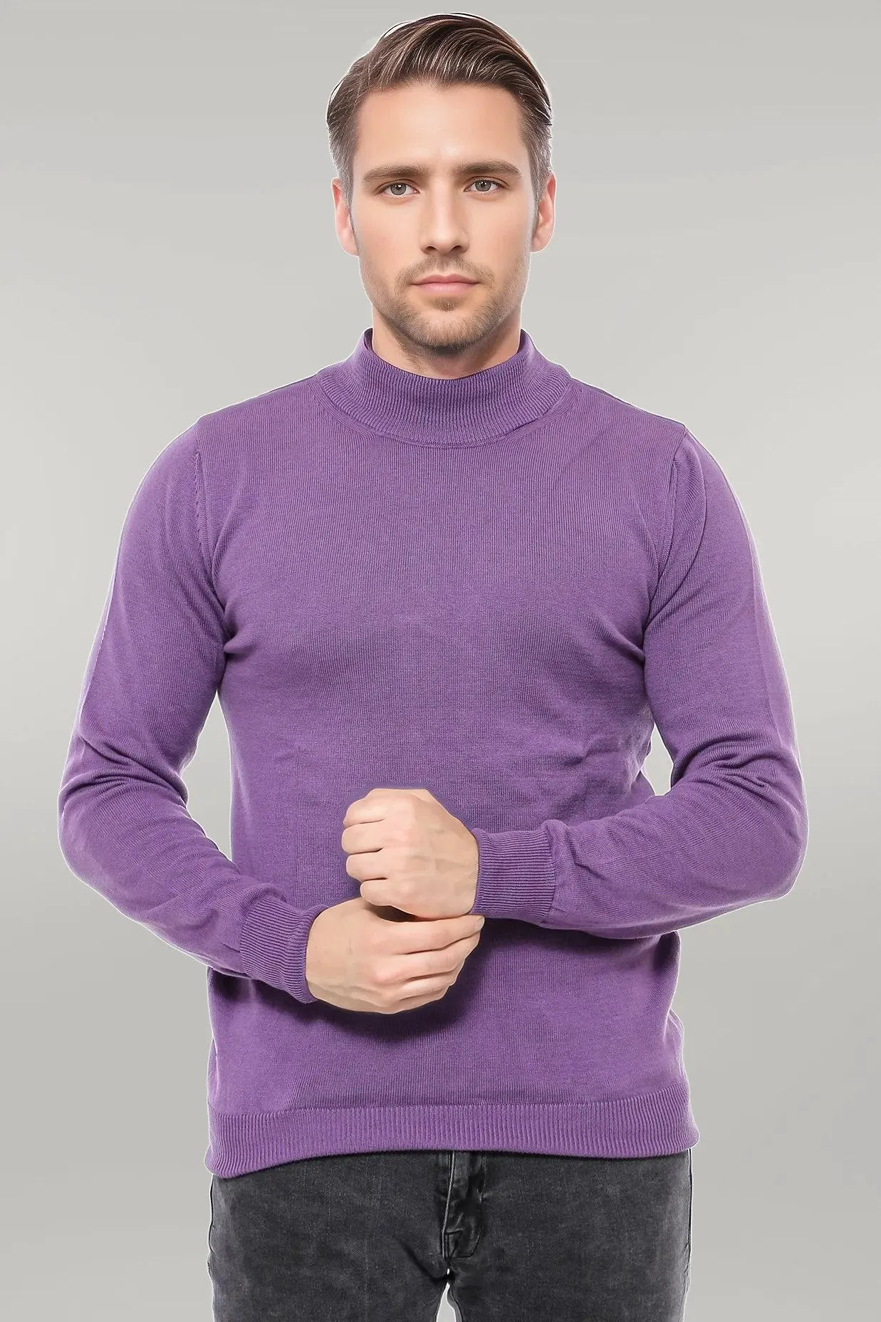WSS Half Turtleneck Purple Knitwear Sweater  - Singen