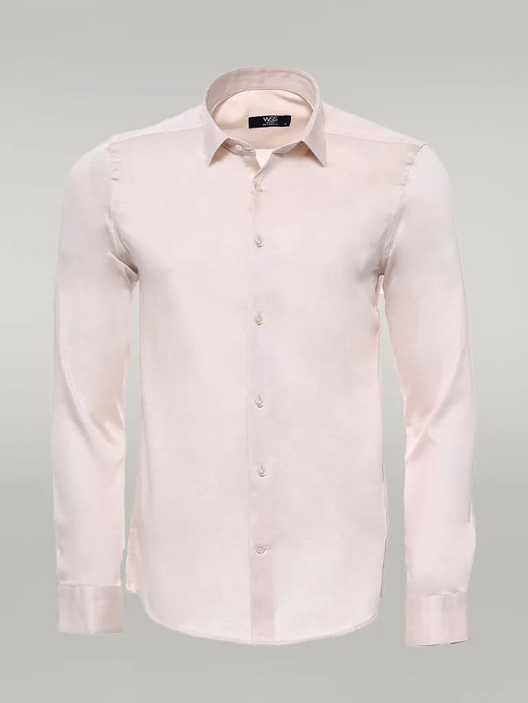WSS Slim Fit Long Sleeve Ivory Men Shirt  - Singen