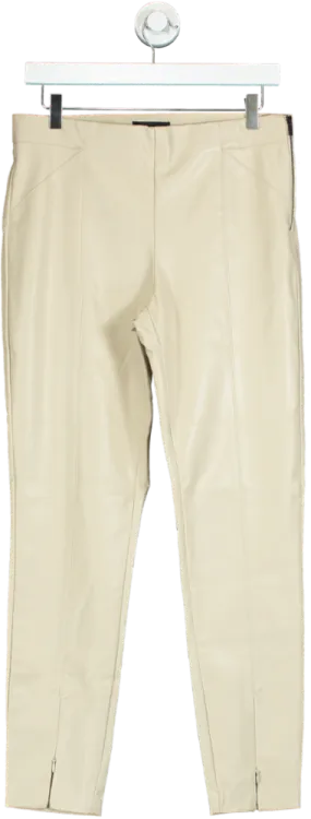 Zara Beige Faux Leather Trousers UK L