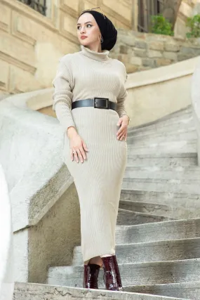 ZRF Women Turtleneck Knit Dress - Beige - Egypt Lake-Leto